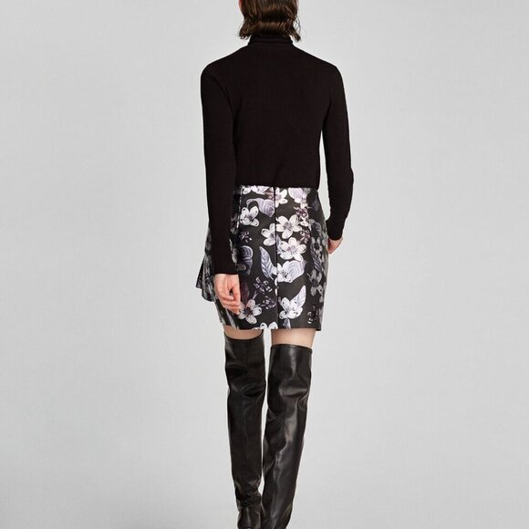 ZARA Metallic Floral Faux Leather Mini Skirt – Size Small - Picture 9 of 13
